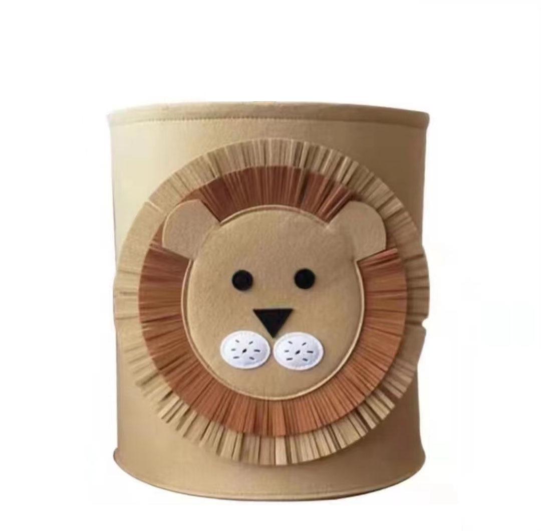 

Корзина для белья из фетра большой вместимости с мультяшным рисунком животного, моющаяся, контейнер для хранения игрушек для спальни, ванной комнаты, гостиной, органайзер львиный