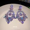 Silver Needle Diamond Oval Water Drop Earrings Light Luxury Premium Earrings Popular Fashion Exaggerated Trend Earrings Women
