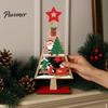 Indoor Christmas Home Decoration Wooden Tree Tabletop Sign, Rustic Gingerbread Snowman Gnome Desktop Ornament with Star Holiday Party Sign Topper,