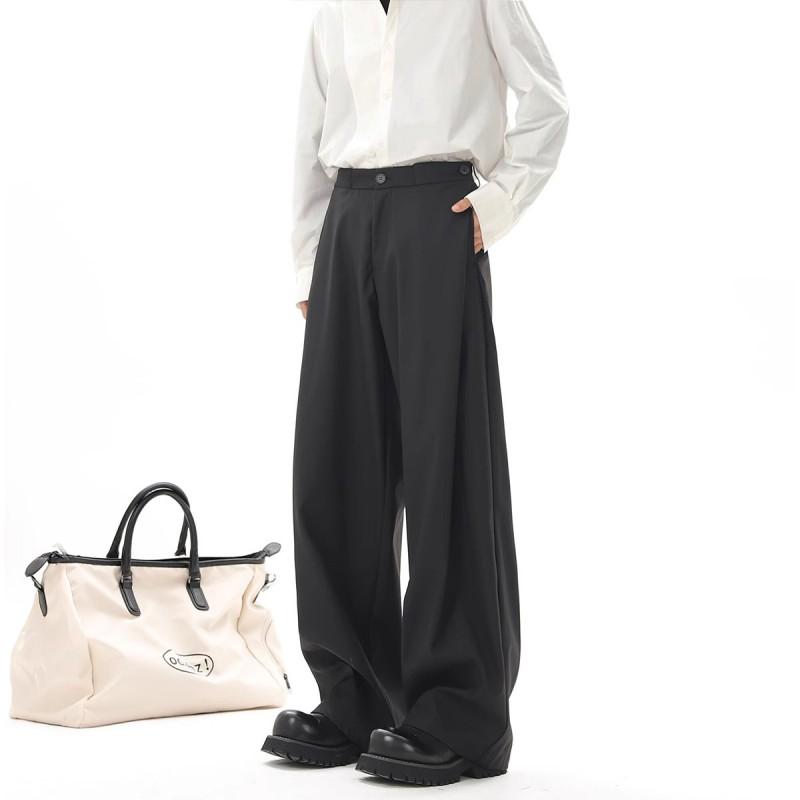 Mens Loose Straight Leg Pants Wide Casual Trousers Fall