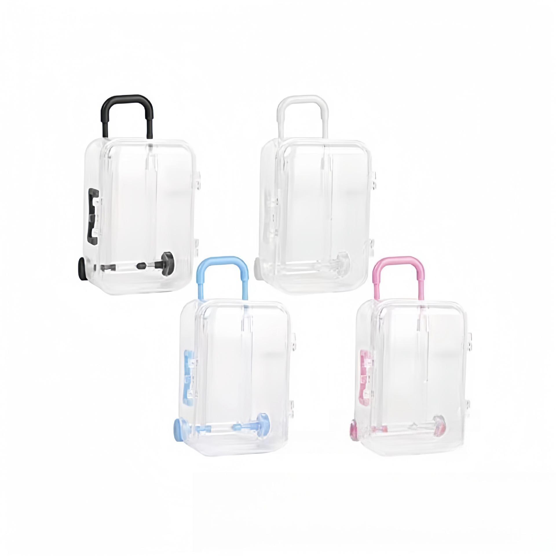 

Креативный мини-чемодан на колесиках, органайзер для хранения ювелирных изделий и конфет 76mm x 51mm x 38mm прозрачный черный