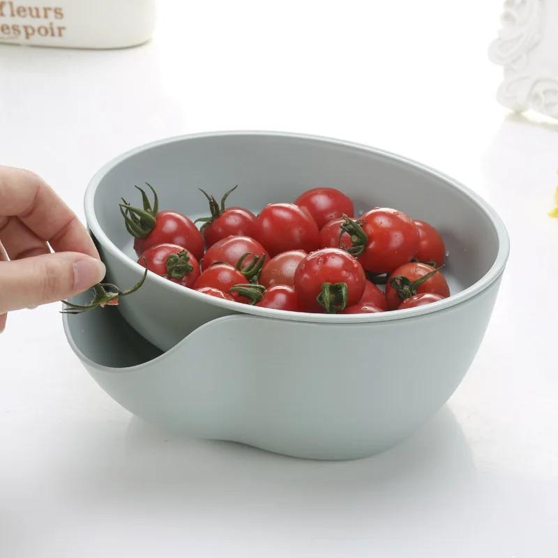 Compote Plastic European Double-layer Melon Seed Fruit Draining Plate Lazy Dried Fruit Plate Round Creative Homeware