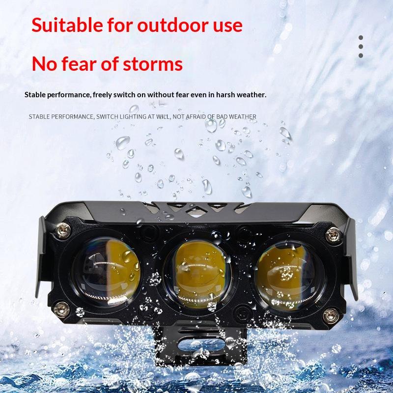1Pcs Motorcycle Led Spot Light Dual Color Hi/Low Beam Fog Lamps For Car Trucks Suv Utv 12V Mini Lens Headlight Driving Light