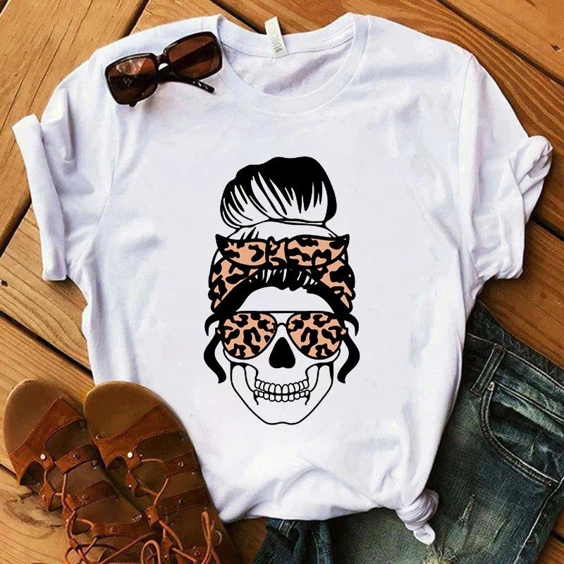 Halloween Vintage Horror Schädel Grafik Damen T-Shirt Sommer T-Shirts Herren Locker O-Ausschnitt Kurzarm Blusen Frau Y2K Top Kleidung