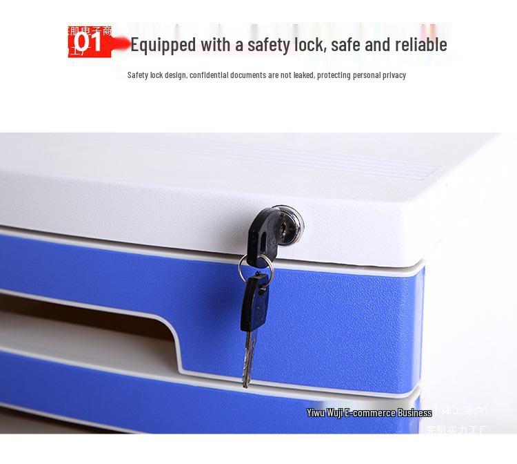 4-Drawer Lockable Plastic Office File Cabinet, Thickened Storage Box