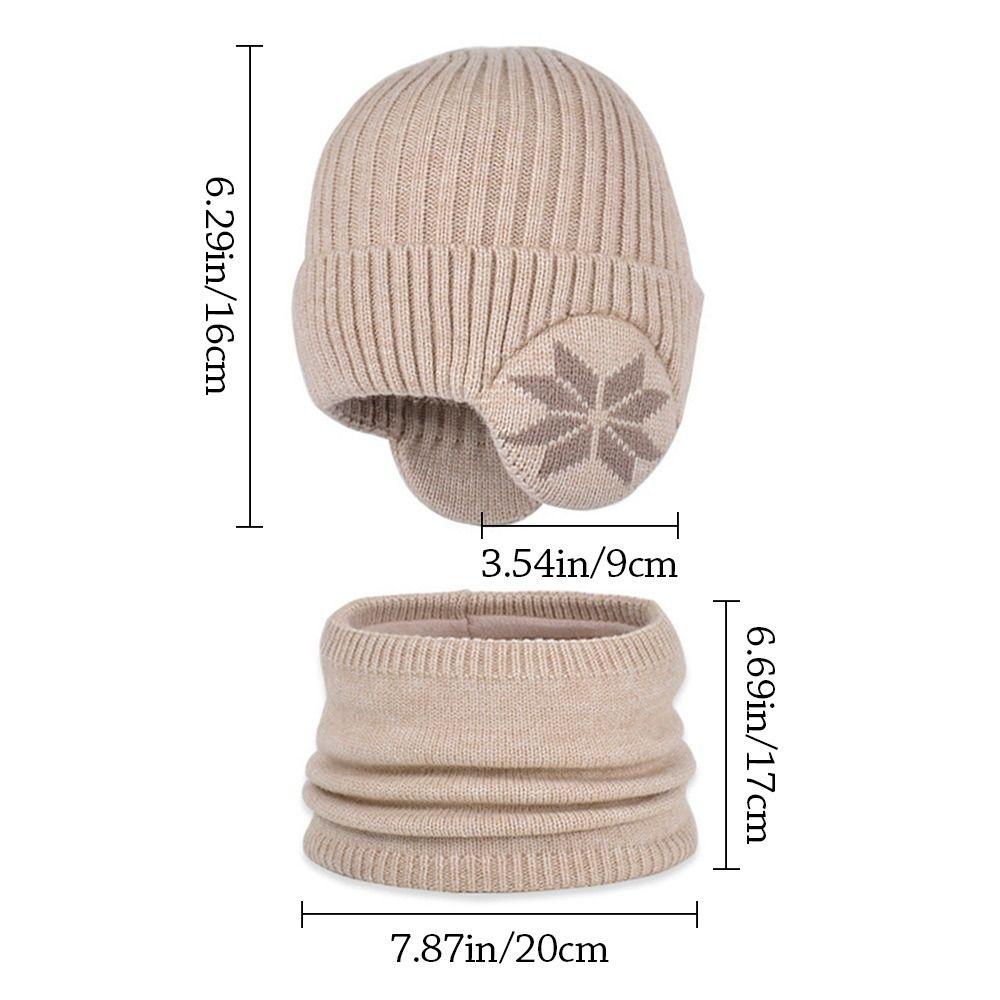 2Pcs/Set Fleece Children Hat Scarf Set Warm Beanie Hat Scarf Fashion Knitted Scarf Cap  Boys Girls