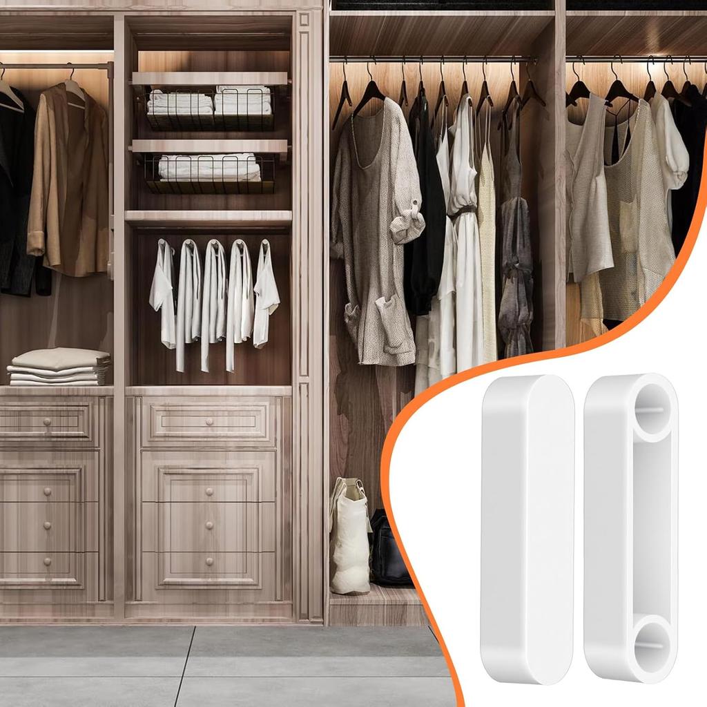 4 Piece Plastic Rod Spacer Caps White Closet Rod End Caps Plastic Wire Shelf End Cap Closet System Parts Accessories Shelf Covers for Wire Shelves