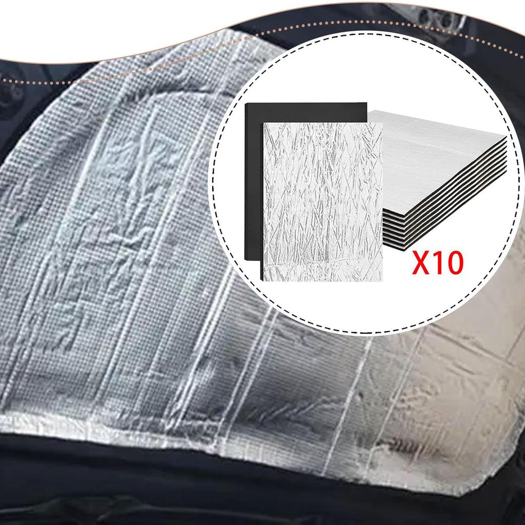 10 Pieces Car Sound Deadening Mats Noise Insulation Replaces Easy Installation Deadeners