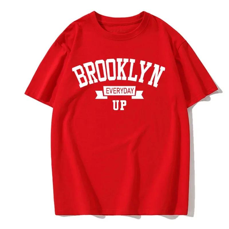 Summer Men's Cotton T-Shirt Brooklyn Print Top T-Shirt Men's Fashion Letter Vest Short Sleeve Clothing Harajuku Street Wear