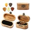 Wood Guitar Pick Storage Box Container Portable Guitar Pick Box Holder Collector with 5 Guitar Pick Gift for Guitarist