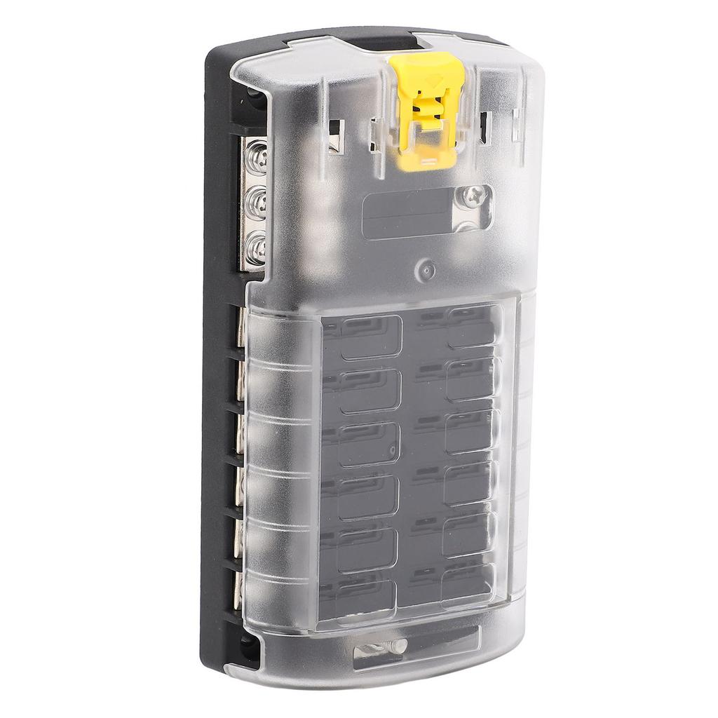 ST Blade Fuse Block 12 Circuit ATO Fuse Box with Ground Safety Lock Buckle 5A 10A 15A 20A Fuses 32V