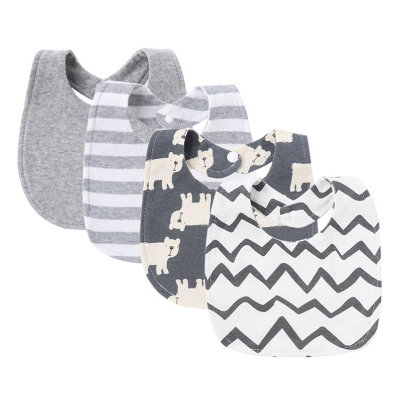 4 Stück/Packung Weiches & Atmungsaktives Baumwollmusselin Baby Lätzchen Set Spucktuch für Neugeborene Kleinkinder Sabbern und Zahnen