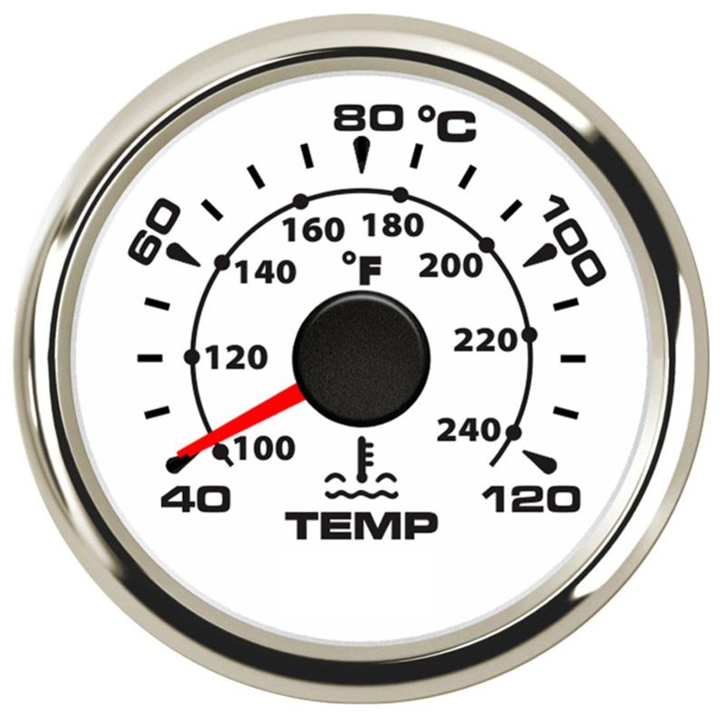 Auto Truck Boat 52mm 40-120℃ Water Temp Gauges 287.4-22.4ohm Input Signal Water Temperature Meters with 7 Kinds Backlight Color