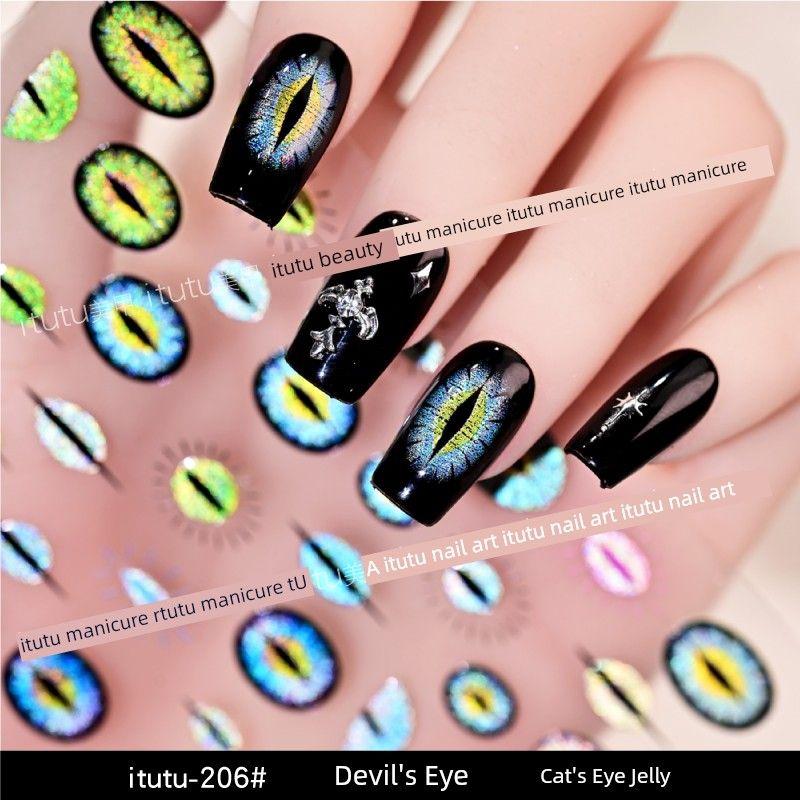 

Demon Eye Dark Vertical Pupil Eye Cat Eye Sweet Cool Flash Nail Sticker Fairy Pupil Stylish Sexy Sticker itutu-206#-Devil s Eye-Cat s Eye Jelly