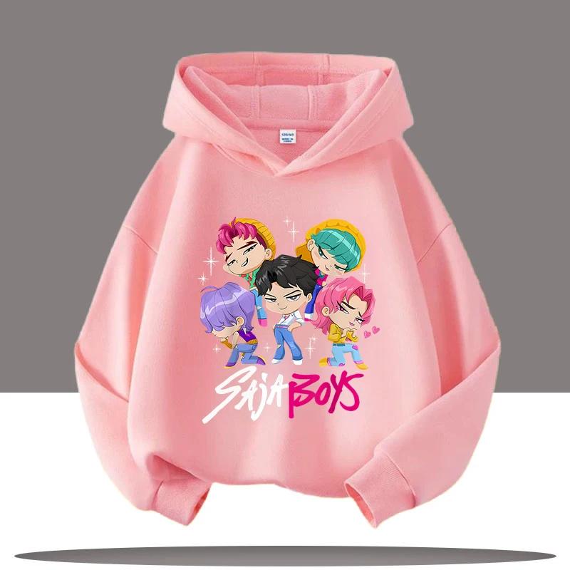 

Хип-хоп K-pop Толстовки Охотники на демонов Подростковые Девочки Мальчики Мода Корейский стиль Уличная одежда Длинный рукав Детская Весенне-осенняя Толстовка 140