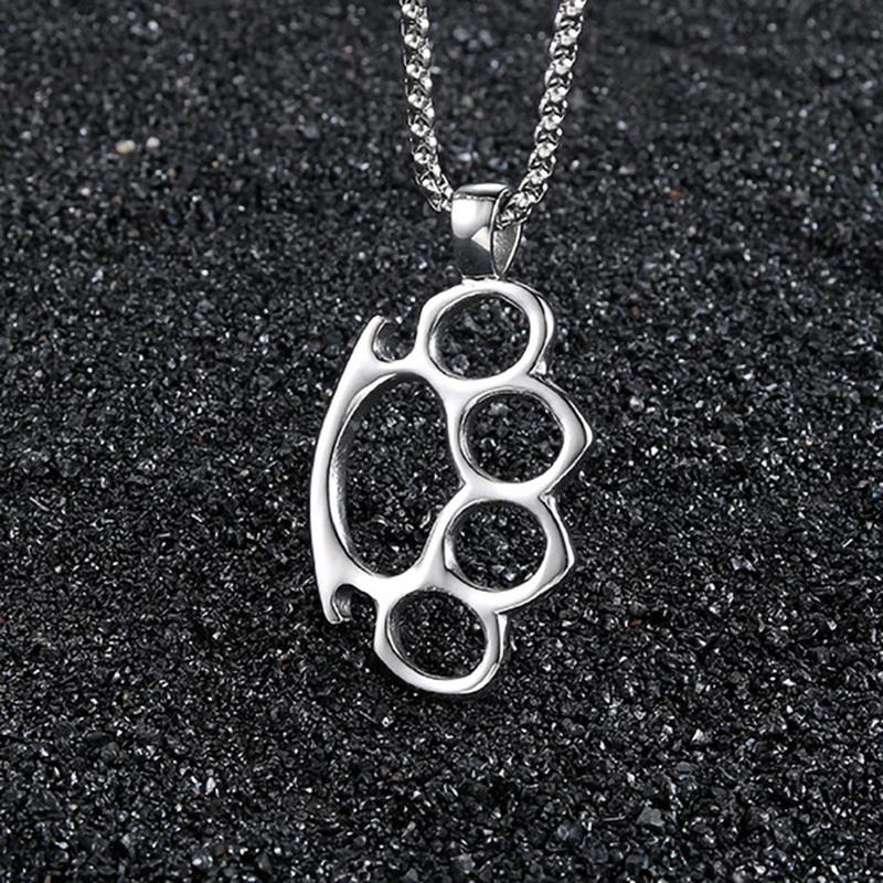 Personality Finger Cot Pendant Necklace For Men Women Hip Hop Style Stainless Steel Box Chain Trendy Neck Accessories Party Gift