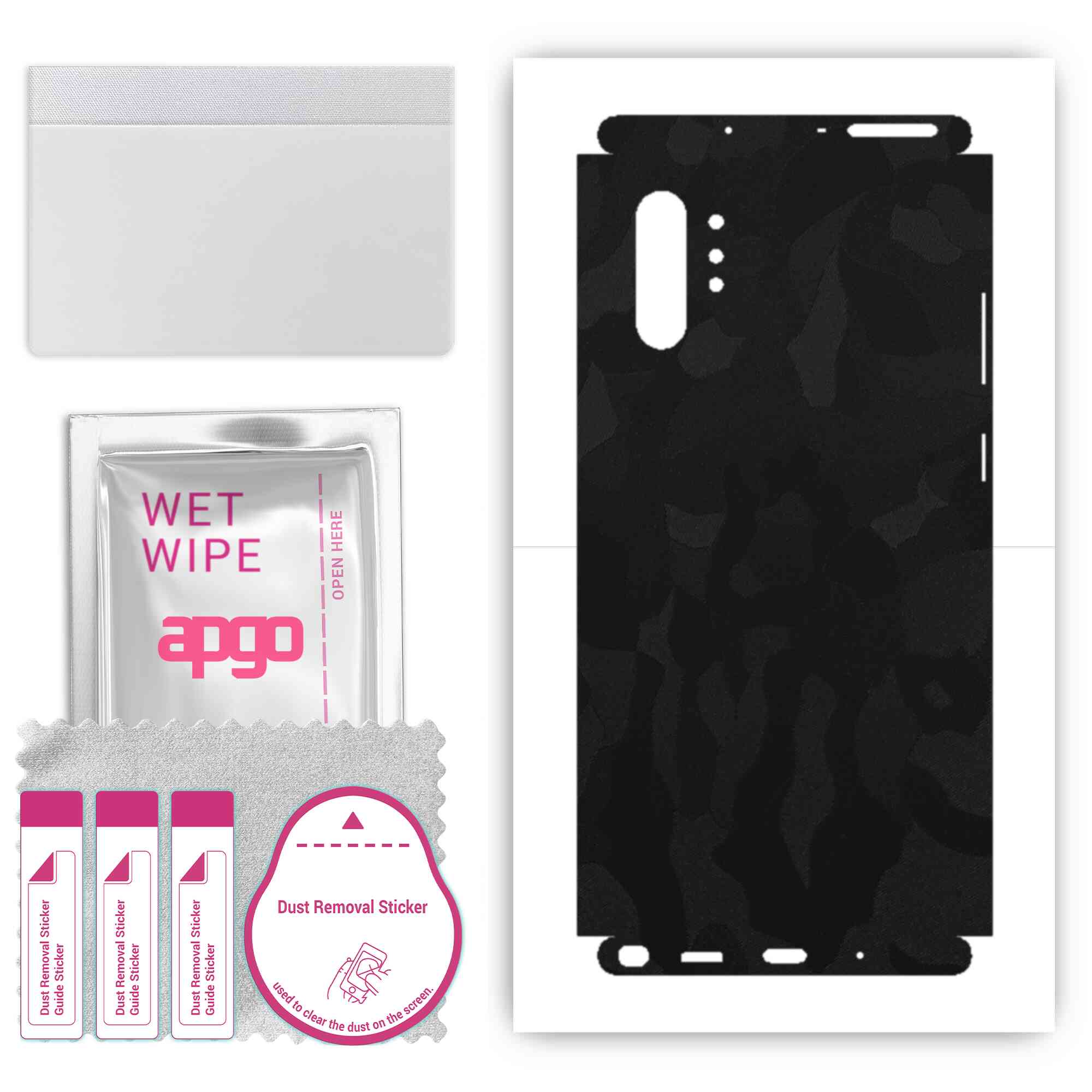 

apgo Protective Skin Sticker for the back+sides compatible with Samsung Galaxy Note 10 Plus 5G, Full Wrap Film, Foil, Vinyl - Pattern Black Camo
