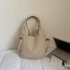 Large Capacity Tote Bag Women's Lightweight Commuter Shoulder Bag Pleated Drawstring Nylon Bag