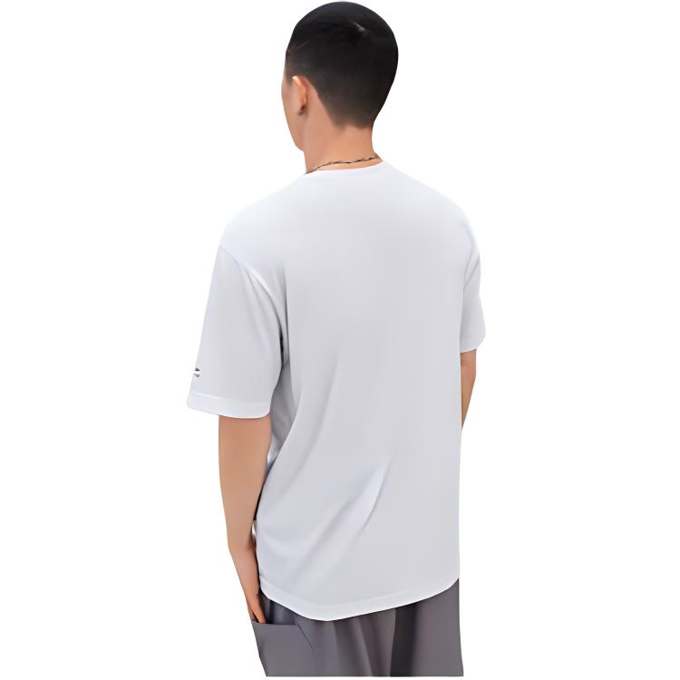 Li-Ning Logo Print Comfortable Soft Casual Loose Crew Neck Pullover Short Sleeve T-Shirt Men Tops White AHST735-2