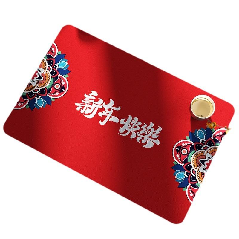 Masă pentru chiuvetă de bucătărie Tampă hidrofilă Atmosferă de Anul Nou Tampă de scurgere a apei Blat de bar Bol și farfurie Coaster Covoraș izolator anti-opărire