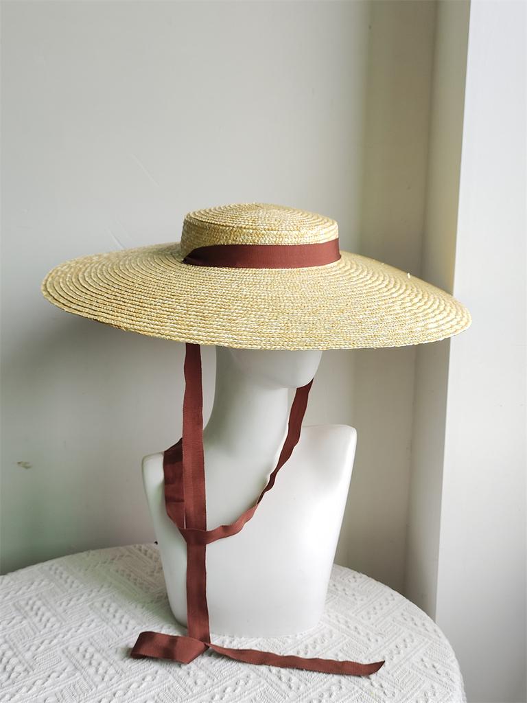 Oversized Brim Sun Hat Women's Straw Hat Beach Hat European and American Fashion Catwalk Flat Hat Chapeau Femme 2025