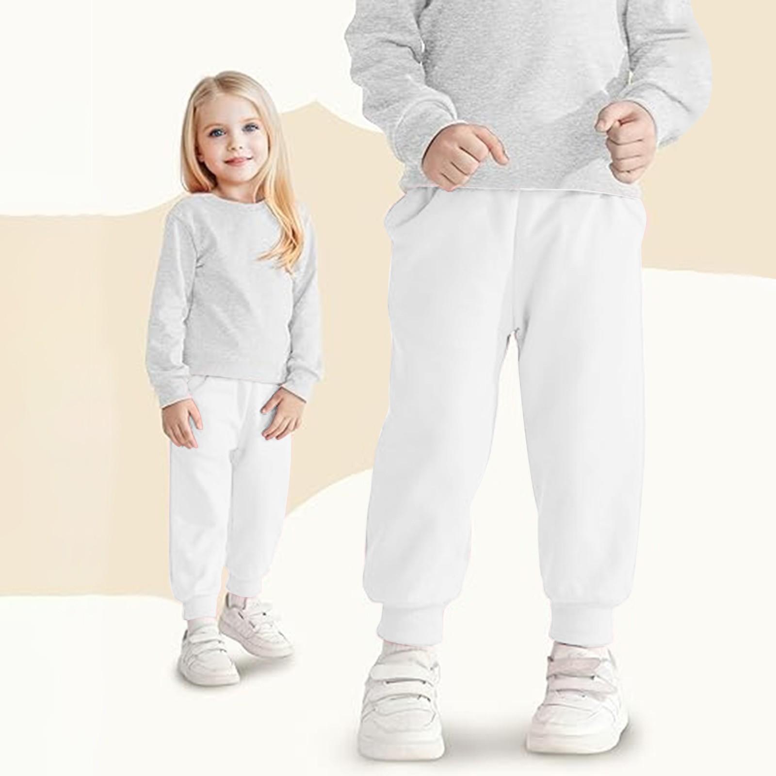 

Детская мода, рождественские свободные талии, однотонные повседневные спортивные штаны для отдыха 160 белый