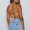 Colorful European & American Style Slim Halter Neck Backless Crop Top