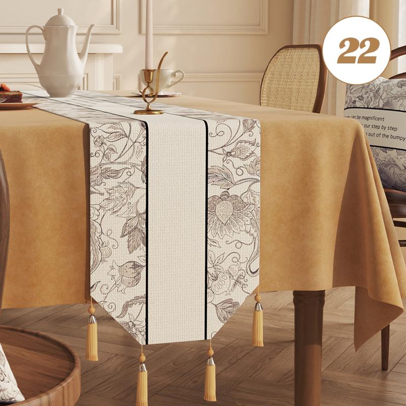 Chinese Traditional Table Runner Cotton And Linen Tea Table Mat Tassel Lace Table Cover Home Decor TV Cabinet Table Runners