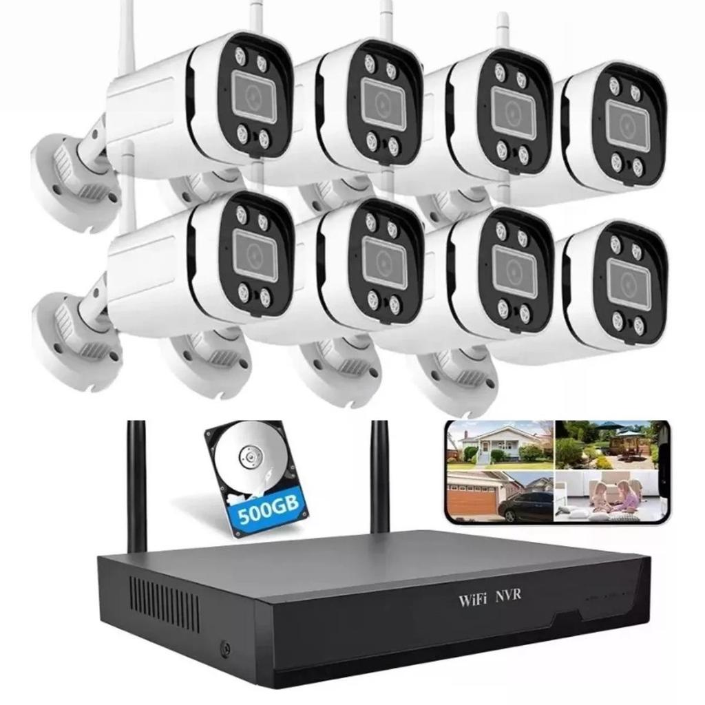 4/8-Channel WiFi Surveillance Kit with NVR and HD Cameras, White/Dual Light Night Vision
