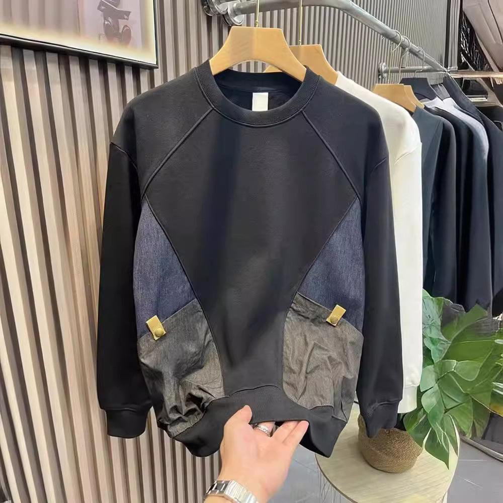 Brand Autumn Winter Interposer Bag Men's Sweatshirt Long-sleeved Round Neck Bottoming Shirt Korean Style Versatile Handsome Top