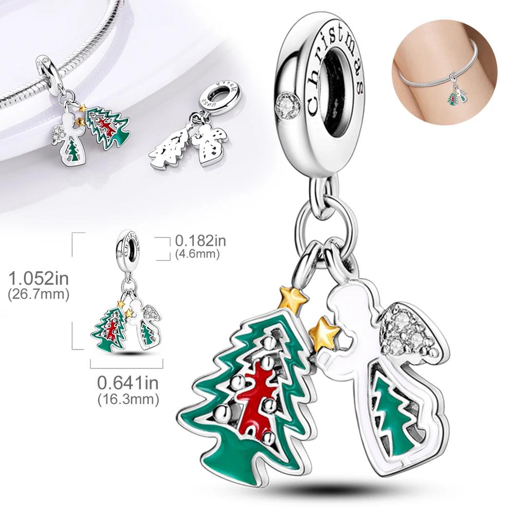Copper Christmas Charm Series Colorful Zirconium Snowflake Christmas Hat Beads For Women'S Bracelet Jewelry Gift