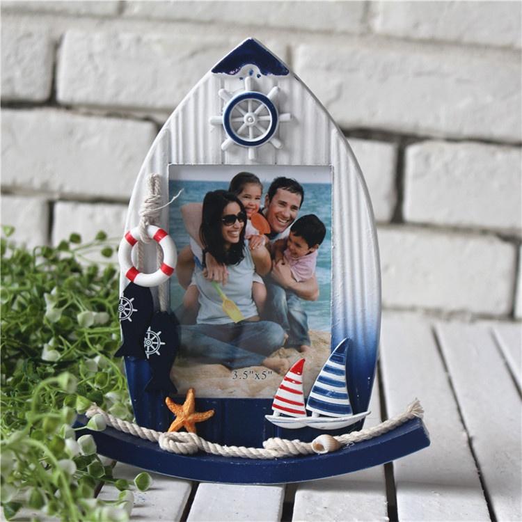 Ocean Boat Swinging Photo Frame Sailing Fashion Photo Frame Decoration Home Decoration Wooden Children 5-inch Photo Frame