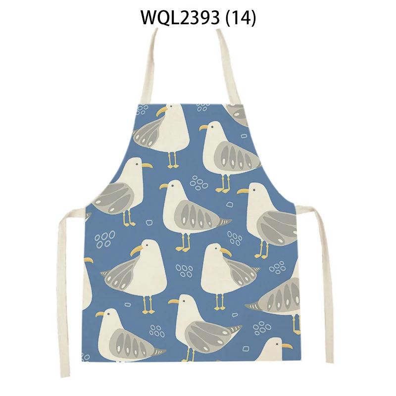 Home Kitchen Cooking Aprons Lovely Animal Bears Printed Sleeveless Linen Colorful Aprons for Men Women Baking Accessories