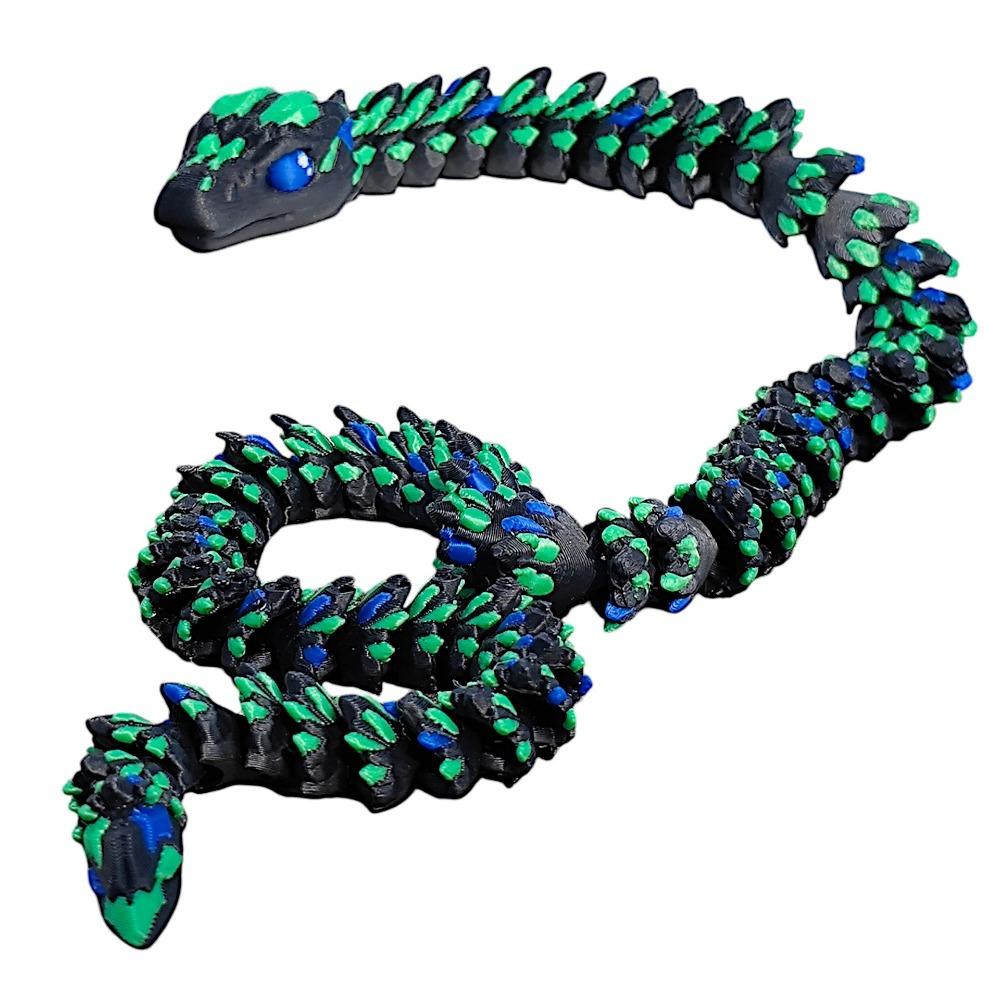 

Snake Baby 3D Printed Diceratops Snake Sparkling 3D Articulated Snake Toys Fish Tank чёрный