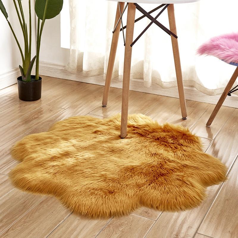 Floral Shaped Plush Area Rug Living Room Bedroom Window Seat Modern Decor Soft Acrylic Floor Mat