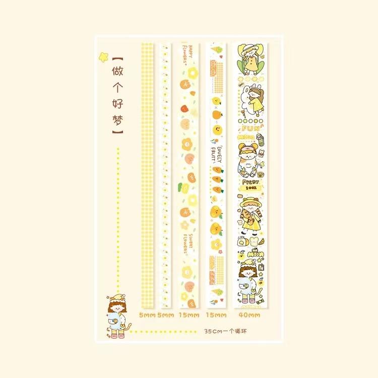 

Talking Leisure Set Qiqi Cute Girl Heart and Hand Series Sticker Tape Cartoon Character Hand Painted Daily Material Decoration