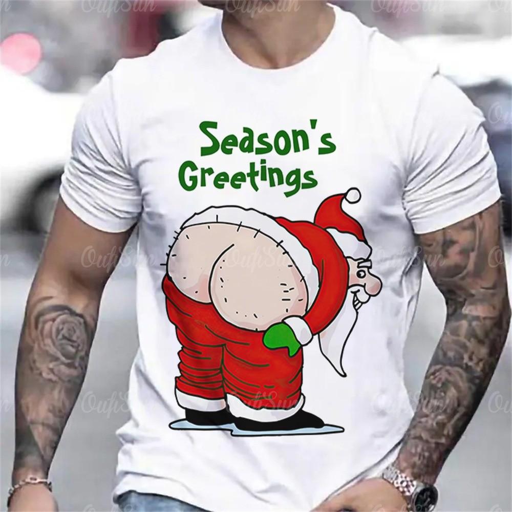 Men's Christmas 3D Printed T-shirt Short Sleeved T-shirt Casual Party Christmas Gift Fun Holiday Pattern Round Neck Top Summer Fashion Clothing