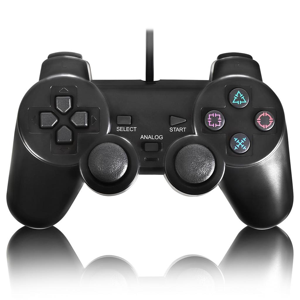 K&SGAMER PS2 Wired Controller, PlayStation 2 Compatible Analog Controller (Black)