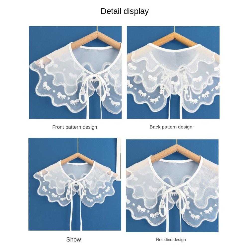 White Women's Lace Collar Bow Fake Collar Cloak Fake False Collars New Collar Insignia