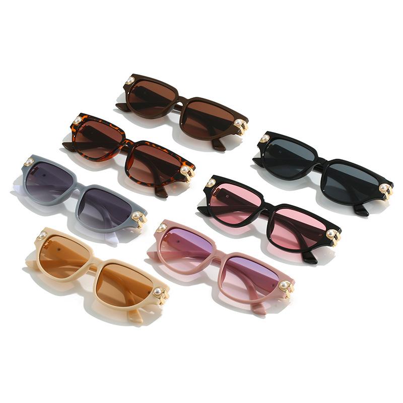 Triangular Cat Eye High-End Pearl Sunglasses, Plain Sunglasses, Women'S Trendy Glasses