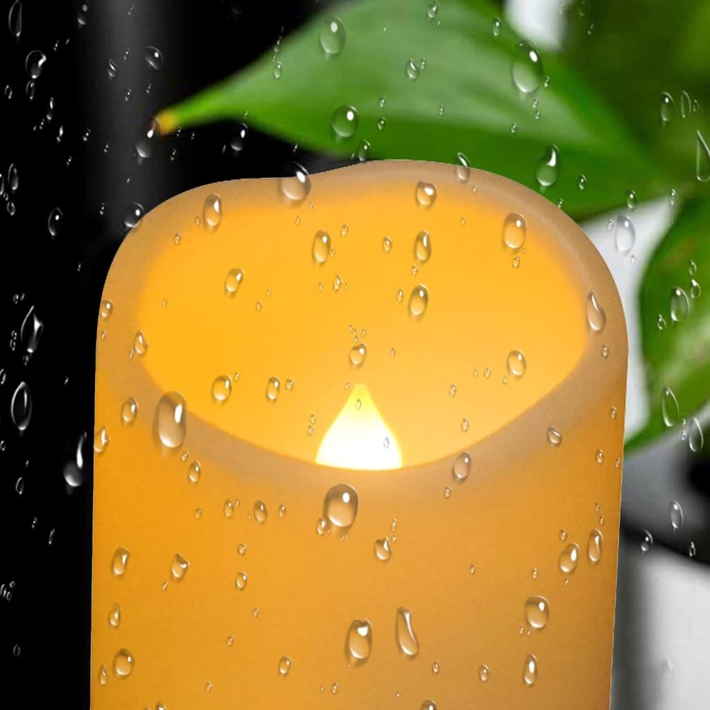 Battery Operated Plastic Flameless LED Pillar Candle with Cycling Timer, Flickering Realistic Electric Light for Indoor Outdoor Bookshelf Wedding