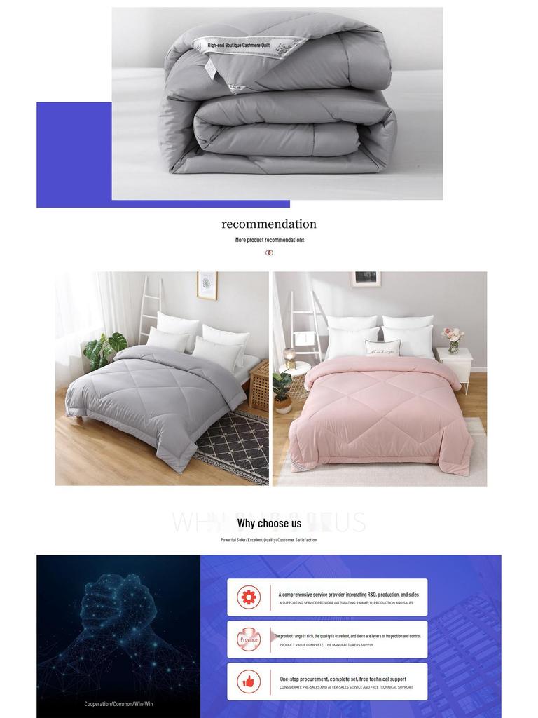 Feather Cotton Quilt: All-Season, Skin-Friendly, Washable, Pure Color, Warm Quilt for Single and Double, Ideal for Dormitory or Home Use.