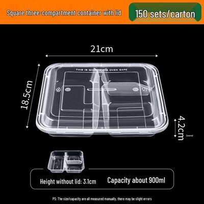 Three-Compartment Rectangular Takeout Food Container