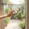 Electrostatic Window Decal Cartoon Cat on The Tree Branch Cling, Cute Watercolor Clear Hair Texture Sticker Butterflies Plants for Kids Room Bathroom