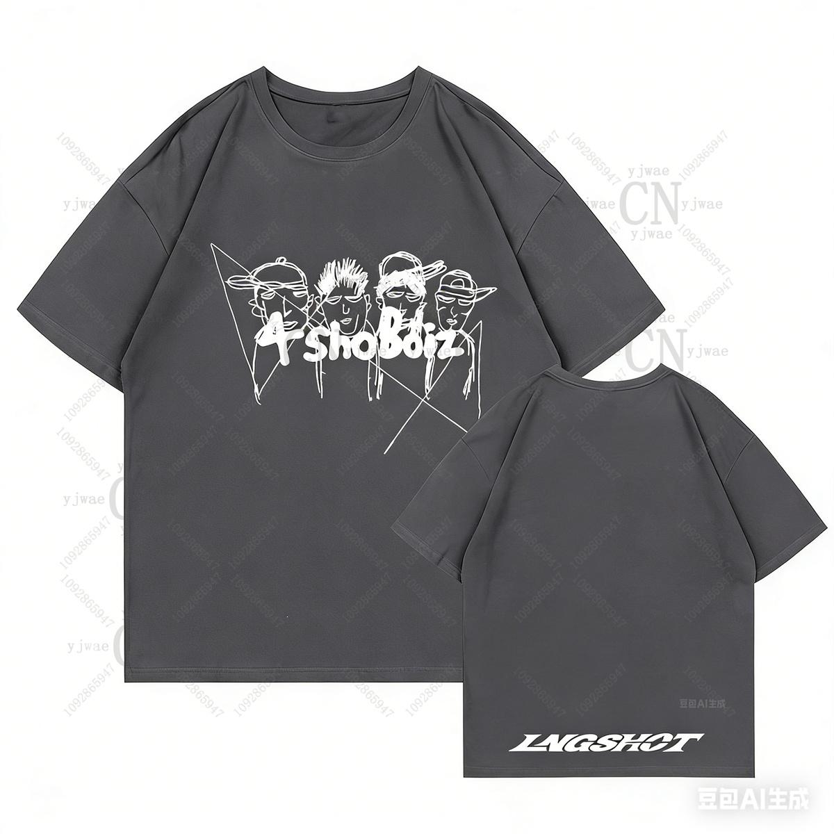

LNGSHOT Member Graphic T-Shirt Ohyuan Woojin Louis Ryul Kpop Fashion Retro Shirt Summer Men Women Beach T-shirt M