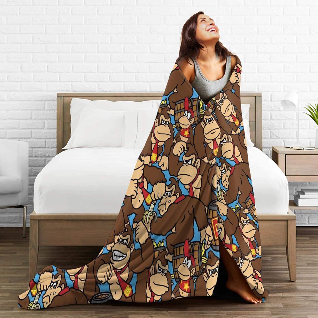 Donkeys Kong Bananzas Flannel Blanket Winter Warm Soft Bedding Throws for Kids Adult Home Decor Fluffy Bedspread Sofa Bed Cover