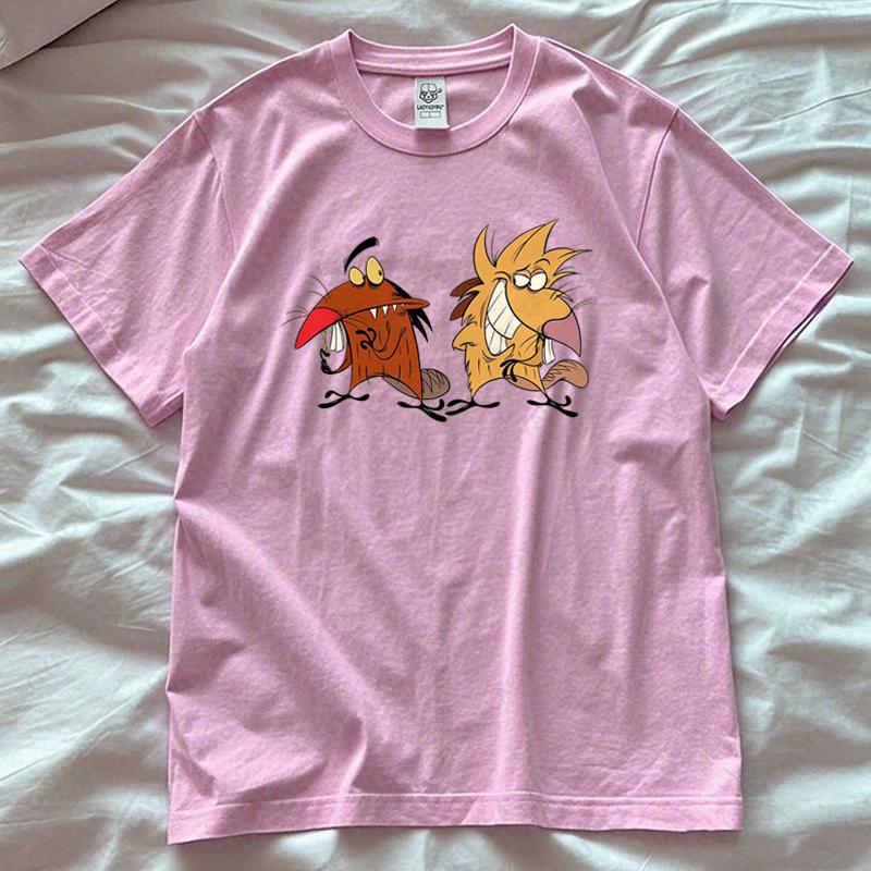 The Angry Beavers Shirt 90s Nostalgic Cartoon Tv Show T-Shirt Daggett and Norbert Graphic Tee Men Woman Cotton Short-sleeve Tops