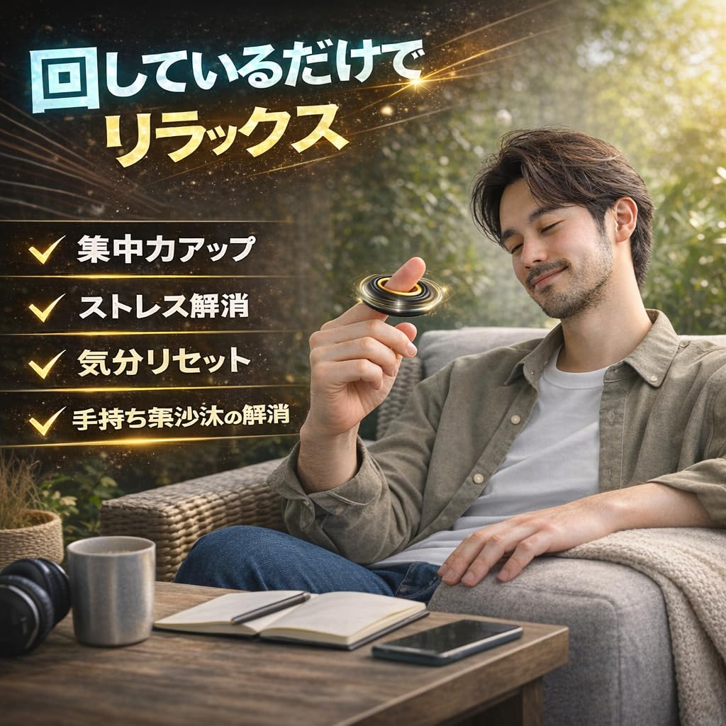 Looren Pleasure Fidget Fidget Hand Stress Hyperactivity Disorder Japanese Instruction Manual Included Ring, Toy, Toy, Gadget, Relief, Aid, (Black)