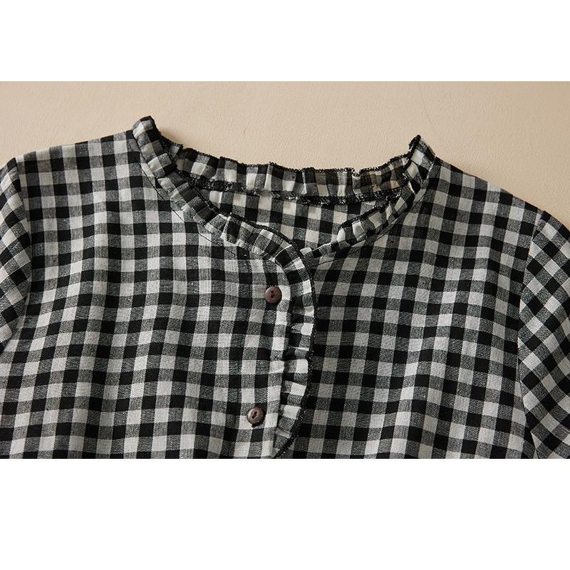 Cămașă de vară din bumbac cânepă artă retro largă cu cravată în talie, rochie de lungime medie pentru femei