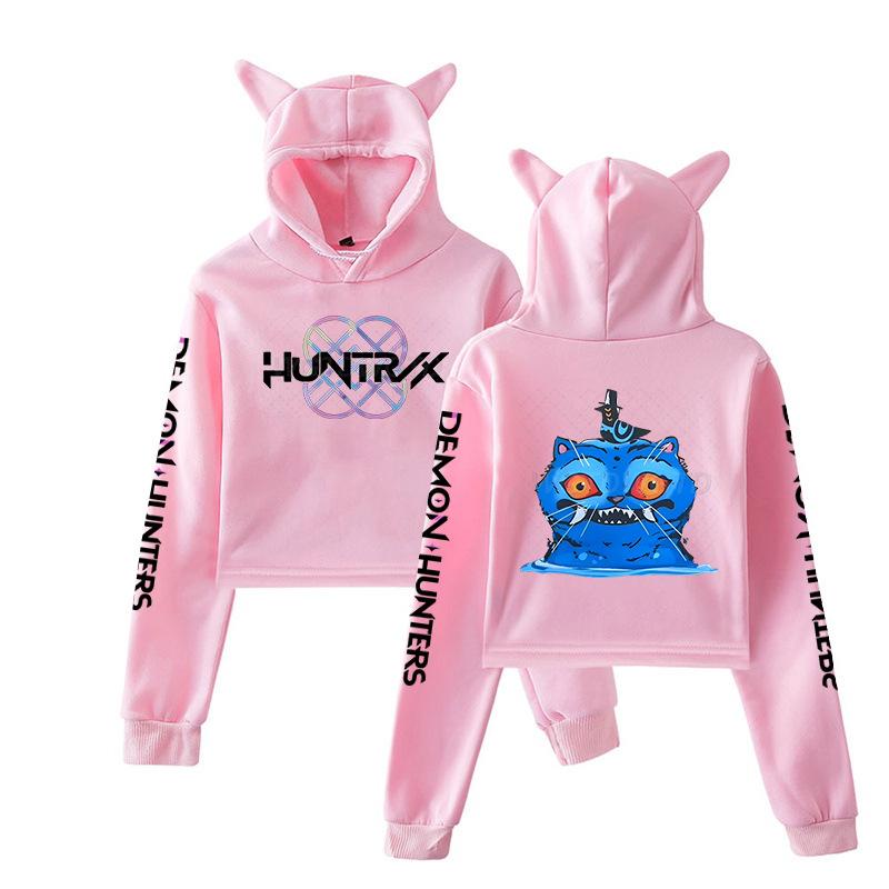 Autumn K - POP Demon Hunters Printed Cat Ear Hoodies Fashionable Casual Sports Long Sleeved Children's Boy and Girl Kids Unisex Hooded Sweatshirts